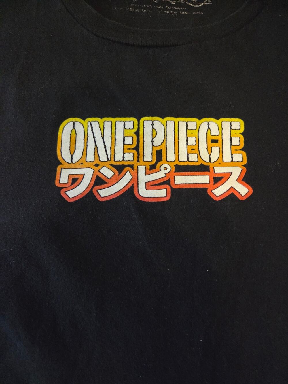 One Piece Anime Logo Graphic T-Shirt Black Size M Japanese Text